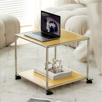 Table basse mobile avec roulettes, table d'appoint de canapé, étagère de rangement, armoire de rangement en acier inoxydable pour salon, meubles de maison