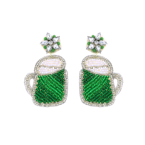 Pendientes de acero inoxidable hechos a mano para mujer, cuentas de semillas de cristal de estilo Vintage, joyería de diseño de coche de color verde para otoño y verano - Product Image 2