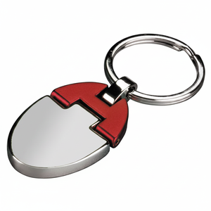 Portachiavi Cromato Rosso Lucido con Stampa UV, in Lega di Zinco e Gomma, Porta Monete per Chiavi Auto - Product Image 2