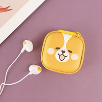 KIKI SHOOT KIKI-411 3.5mm earphone gadis, headphone kotak penyimpanan ritsleting anjing kucing binatang lucu untuk ponsel IP Android