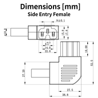 Conector de Alimentación CA LZ-14-T2RA IEC 60320 C15, Enchufe Angular de Conexión Rápida, Terminales de Tornillo, 10A 250V, Conector Hembra de Entrada Lateral