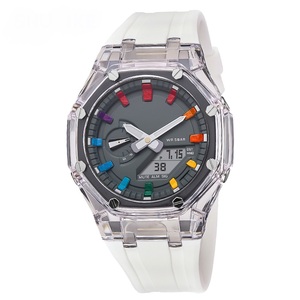 Montre de sport Ga2100 Gm2100 Ga110, série <span class=keywords><strong>g</strong></span>, style résistant aux chocs, bracelet noir et blanc, boîtier transparent, double affichage, montres pour hommes - Product Image 1