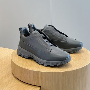 Giày thể thao nam da bò không dây, đế dày, chống trơn, màu trơn, tăng chiều cao - Product Image 2