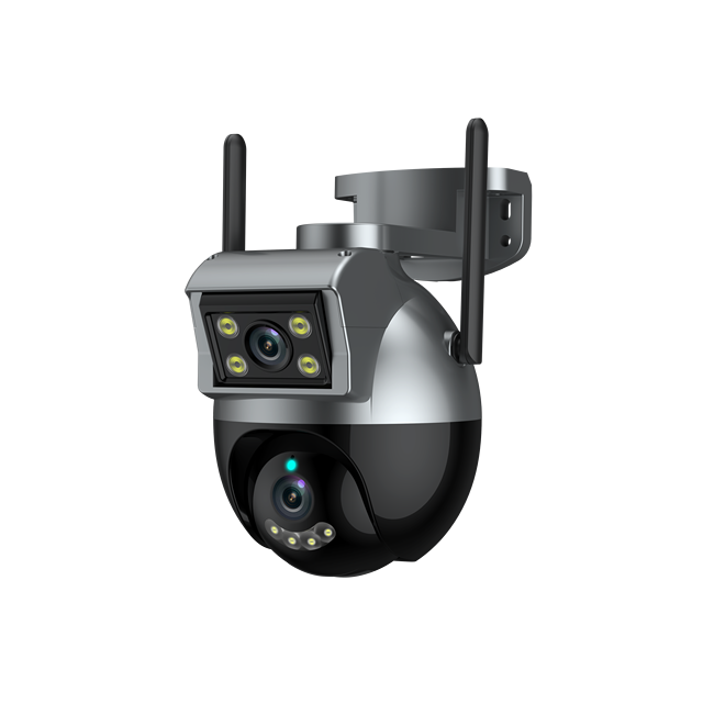 New Style Tuya Smart 4MP Dual Lens CMOS Wide Angle Motion Sensor Outdoor IP67 Wireless Security Camera with Memory Card