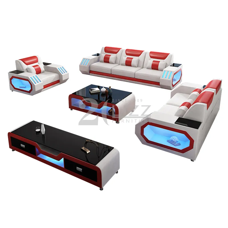 Mobili per la casa moderni Set di divani in pelle salotto componibile 1 + 2 + 3 divani