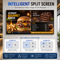 18,5-43 İnç 1080P Dijital Tabela Ekranı Akıllı Bölünmüş Ekran Reklam Oynatıcısı Alüminyum Çerçeveli Duvara Monte Perakende Restoranlar İçin