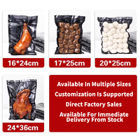 Sacs d'emballage alimentaire personnalisés, surface noire et transparente, sacs de conservation de viande gaufrés, pochettes sous vide en nylon noir texturé