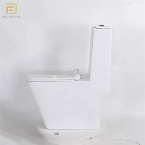 WC monobloc carré contemporain en céramique à chasse directe pour salle de bain, appartement et projets de construction - Product Image 2