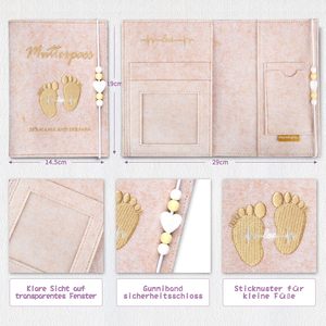 Protector Personalizado Mi Primer Pasaporte de Maternidad Bordado en Fieltro, Funda para Mutterpass, Porta Pasaporte para Bebé - Product Image 3