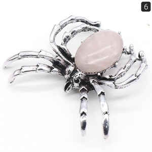 Healing Reiki Natural amatista cuarzo rosa ovalado piedra caída araña plateada multifuncional cristal colgante collar broche - Product Image 4
