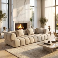 Canapé modulaire moderne, canapé incurvé arrondi, canapé droit rembourré effet nuage pour salon de villa, mobilier de maison