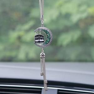 Ornamento per Ramadan, Accessorio Auto Musulmano, Pendente a Forma di Mezzaluna e Kaaba in Lega di Zinco con Nappina per <span class=keywords><strong>Pellegrini</strong></span> - Product Image 6