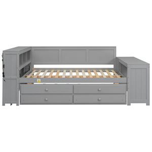 <b>Grey</b> Storage Bed With Drawers And Side <b>Cabinet</b> For Children Adults Elderly Bedroom Furniture - Product Image 5