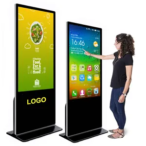 Penjualan Laris Papan Display Iklan Digital Layar Sentuh Berdiri Tegakan Lantai Totem LCD Kios Interaktif Dalam Ruangan untuk Restoran