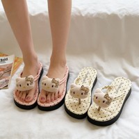 Tongs de plage décontractées pour femmes, style coréen, motif pois, semelle épaisse, légères, confortables et antidérapantes