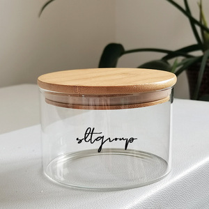 Contenants en <span class=keywords><strong>verre</strong></span> transparent ronds de luxe personnalisés avec logo, grande capacité (8oz, 9oz, 10oz, 22oz), avec couvercle en bambou <span class=keywords><strong>pour</strong></span> la fabrication de bougies - Product Image 6