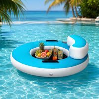 Hamac aquatique gonflable Flamingo pour parc aquatique, en PVC Drop Stitch avec maille, pour lac et océan, détente, 112x112x15 cm, bleu, 400 Lbs. 12