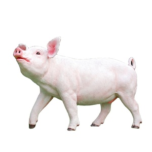 Statue de cochon en résine et fibre de verre prête à être expédiée, peinte à la main, mignonne, pour la décoration extérieure de la ferme, du jardin, de la terrasse et de la cour. - Product Image 1