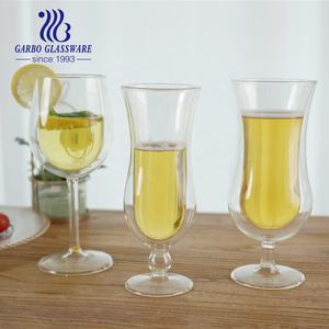 Copa de vidrio de borosilicato hogar <span class=keywords><strong>Willy</strong></span> copas doble pared vidrio vino resistente al calor púrpura Copa vaso para beber con tallo - Product Image 4