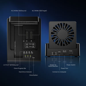 FIDECO Usb <span class=keywords><strong>3.2</strong></span> 10Gbps 2.5 3.5 pollici Hdd Sata Dock 2 Bay tipo C M.2 Nvme Clone Docking Station con ventola di raffreddamento - Product Image 5