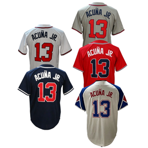 Nouveau Maillot de Baseball Américain 2026 Brodé Pas Cher <span class=keywords><strong>13</strong></span> Ronald Acuna Jr. 1 Ozzie Albies 28 Matt Olson 27 Riley 23 Harris II - Product Image 2