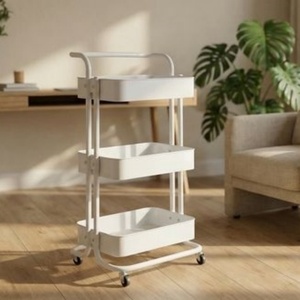 High Quality Metal Kitchen Rolling Utility <strong>Cart</strong> with Handle and Wheels Storage Trolley Multi-functional Storage Rack - Product Image 6