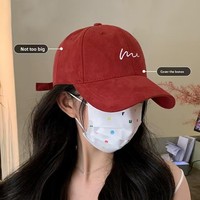 Casquette de baseball en PVC à 6 panneaux, broderie de type coréen, petite visière élargie, unisexe, couvrant les joues, pour têtes profondes, protection solaire