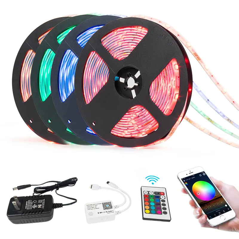 surmountor Decoracion Flexible 5050 RGB Waterproof fita tiras cinta luces LED Strip Lights 5m 12v 24v bande led strip light