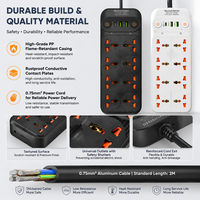 Multiprise de distribution d'alimentation 8 prises CA, 2 ports USB Type C, double interrupteur AB, personnalisable pour laboratoires de recherche, post-production audio et le secteur du cinéma