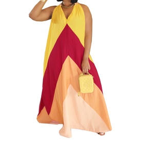 Vestidos de Verano Holgados sin Mangas con Cuello en V y Combinación de Colores para Mujer - Product Image 4