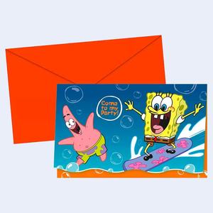 Invitations de fête Bob l'éponge, 6 pièces, 2 par sac, cartes de vœux - Product Image 1