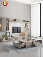 Meuble TV de luxe moderne pour salon, ensemble meuble TV et table basse avec tiroirs de rangement, vente chaude à Foshan