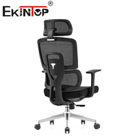 EKINTOP Fauteuil de bureau tournant à dossier haut inclinable en maille avec repose-pieds