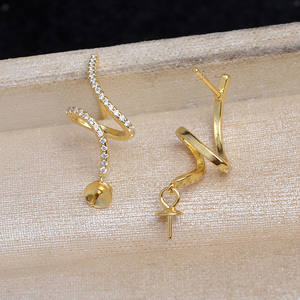 Pendientes de Plata S925 con Forma de Serpiente Wenchi, Accesorio de Joyería DIY de Moda, Soporte Vacío para Piedras de 8-12mm, Producto Semielaborado, Modelo 15572 - Product Image 2