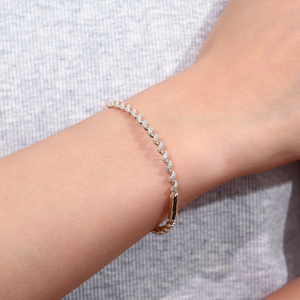 Pulseras de joyería de moda de oro macizo de 14k personalizadas, brazaletes de lujo con diamantes de laboratorio brillantes para mujer, para bodas, uso diario y fiestas. - Product Image 3