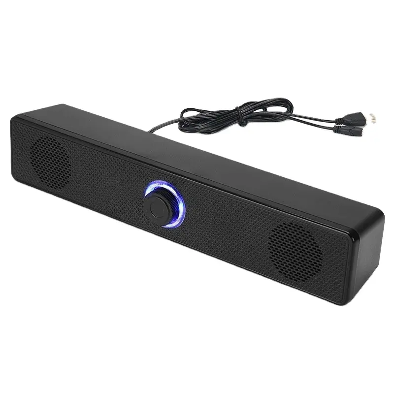 Longo Bluetooth Speaker Speaker Led Luz Portátil USB Botão Wired Speaker Sound Blaster Subwoofer USB Wired Sound Bar Speaker