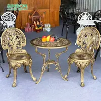 חיצוני כתר עיצוב יוקרה אלומיניום זהב שולחן וכיסאות להגדיר