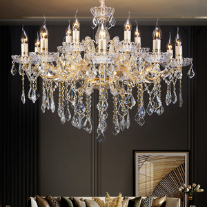 24 đèn màu vàng cơ thể trong suốt K9 pha lê Châu Âu cổ điển Đèn chùm cho tiệc cưới trang trí ánh sáng nhà - Product Image 2