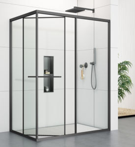 מתחם מקלחת מרובע עם דלת החלקה פנימית - Product Image 2