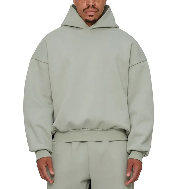 OEM 400gsm 500gsm Fleece Cotton Thick Sweatshirts Sweatpants Set Custom Men Oversize Heavyweight Acid Washed Boxy Cropped Hoodie