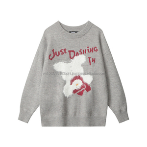 Suéter Personalizable con Diseño de Letras y Dibujos Animados, Cuello Redondo, Holgado, para Otoño e Invierno, Tejido Jacquard, para Hombre y Mujer - Product Image 4