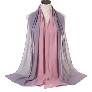 185cm new Plain rainbow gradient ramp long shawl muslim dubai hijab soft sunblock scarf malaysia chiffon tudung