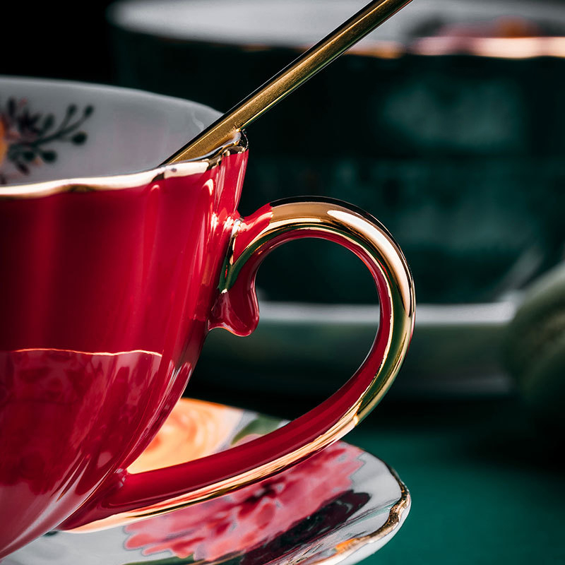 Coffee Cup Ceramic Vintage Flower Wedding Souvenir Porcelain Tea Cups &  Saucers Sets
