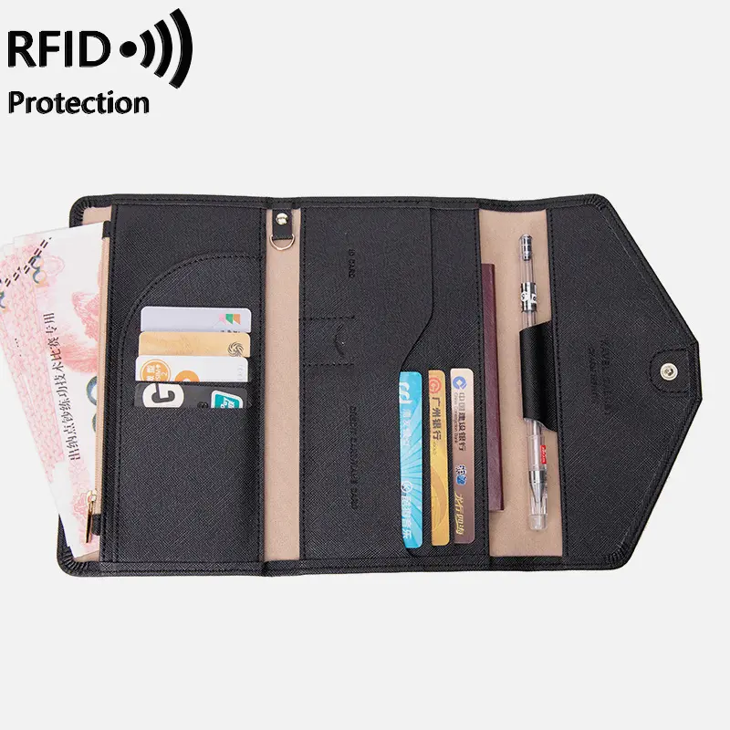 Hot Sale High Quality Multi-Functional PU Leather Travel Credit Card Passport Holder Card Holder Wallet