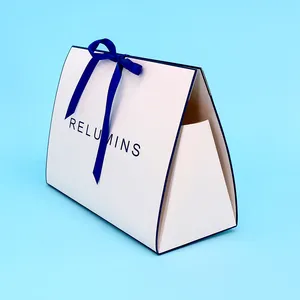 लक्जरी कस्टम लोगो सफेद उपहार पैकेजिंग मुड़ नायलॉन रस्सी संभालती के साथ ब्राउन क्राफ्ट खरीदारी पेपर बैग