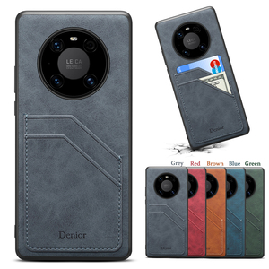 Étui de téléphone antichoc en similicuir PU vintage avec double fente pour cartes et bord mat pour les séries P70/P60/Mate60/Honor 100 - Product Image 1