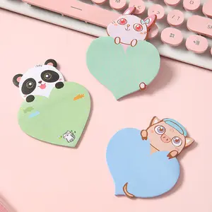 Großhandel Cartoon Tier Haft notizen kreative herzförmige Kawaii Memo Pads hochwertige niedliche Notiz papier 007A