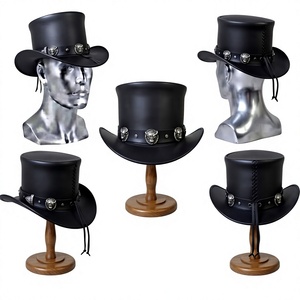Leather Top <b>Hat</b> Unisex Adult Casual Nail Bead Embroidery <b>Band</b> Party Four Seasons - Product Image 2