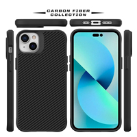 Coque en fibre de carbone robuste pour homme d'affaires Frost pour iPhone 14 Pro Max noir TPU PC couverture mobile pour Apple iPhone 13 Mini coque de téléphone