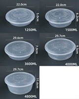 1500ML Transparent Rond Jetable En Plastique Alimentaire Déjeuner Emballage Partie Conteneur Boîte Bol Avec Couvercles